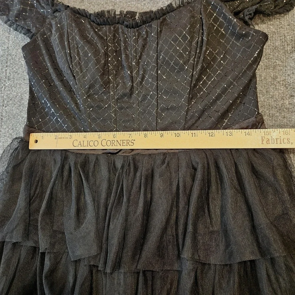 City Studio Fit &Flare Mini Dress Black Size 13 Corset Tiered Ruffle Skirt Fairy